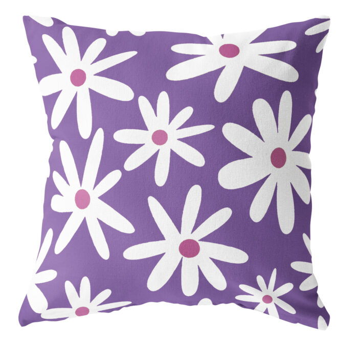 Buitenkussen Margrietjes / paars