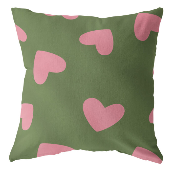 Buitenkussen Hartjes / groen