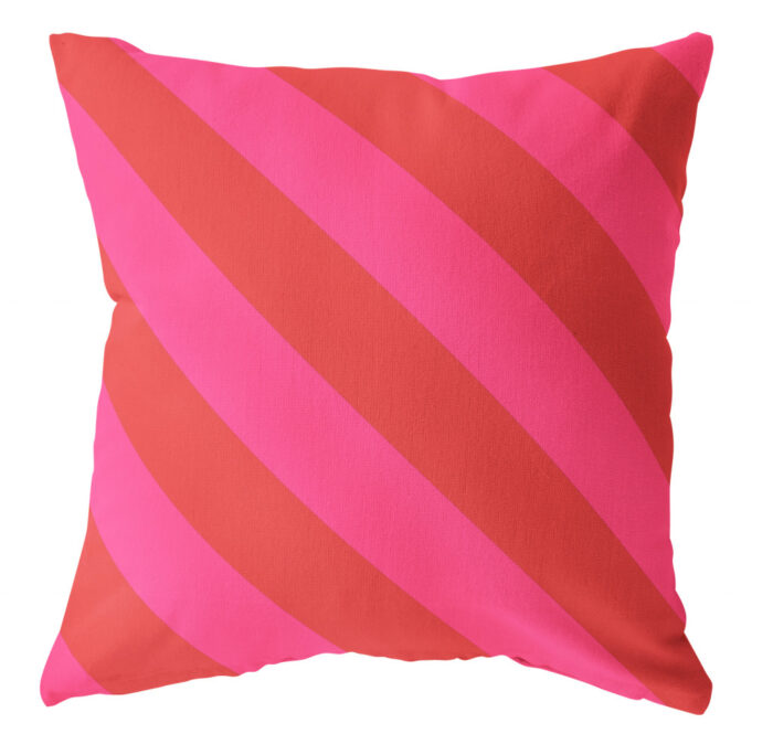 Buitenkussen Gestreept / roze rood