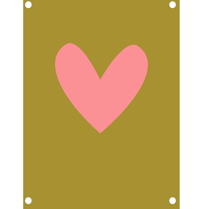 Tuinposter Hart / lime groen roze