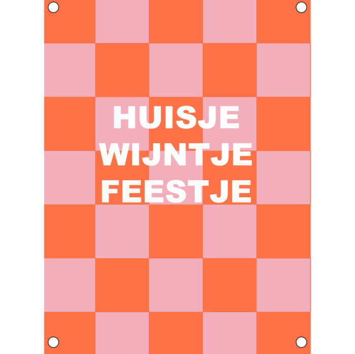 Tuinposter Huisje wijntje feestje